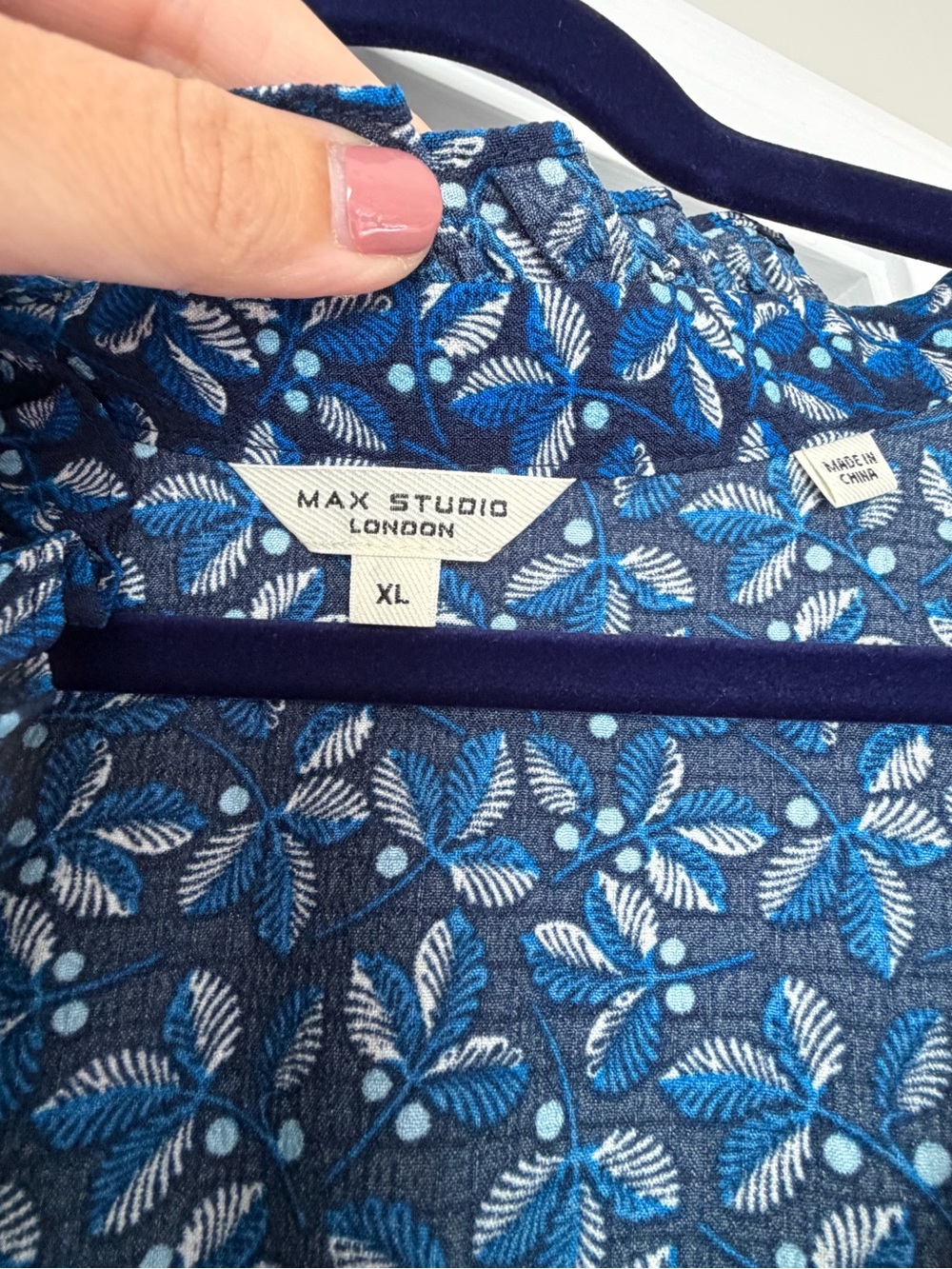 Max Studio Blue Floral Ruffle V-Neck Maxi Dress - Picture 6 of 8